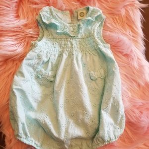Little Me eyelet textured mint romper
